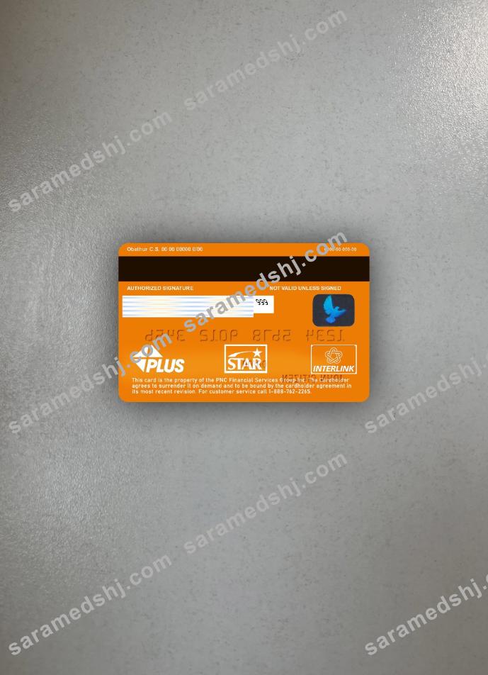 USA PNC bank Visa Debit card photolook back